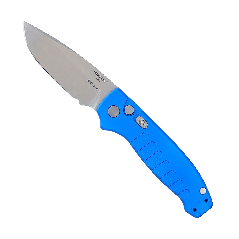 Ballista-I 3.5 inch Button Lock Automatic | Drop Point Blade | Tumbled Finish | Aluminum Frame | Matte Blue