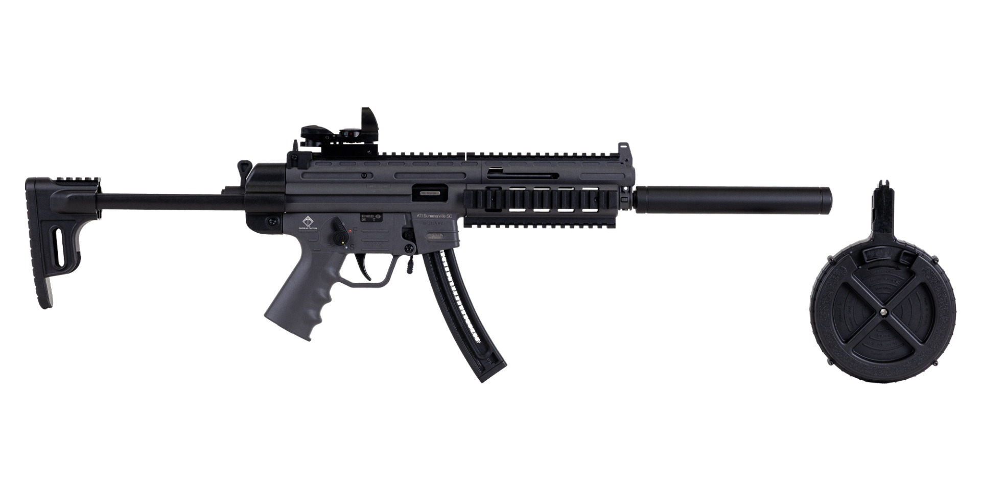 GSG 16.25" GSG-16 Carbine Package 22lr 110rd & 22rd Rifle W/ ATI DUO Sight, Smoke Grey - GERGGSG1622SPKG - Ati