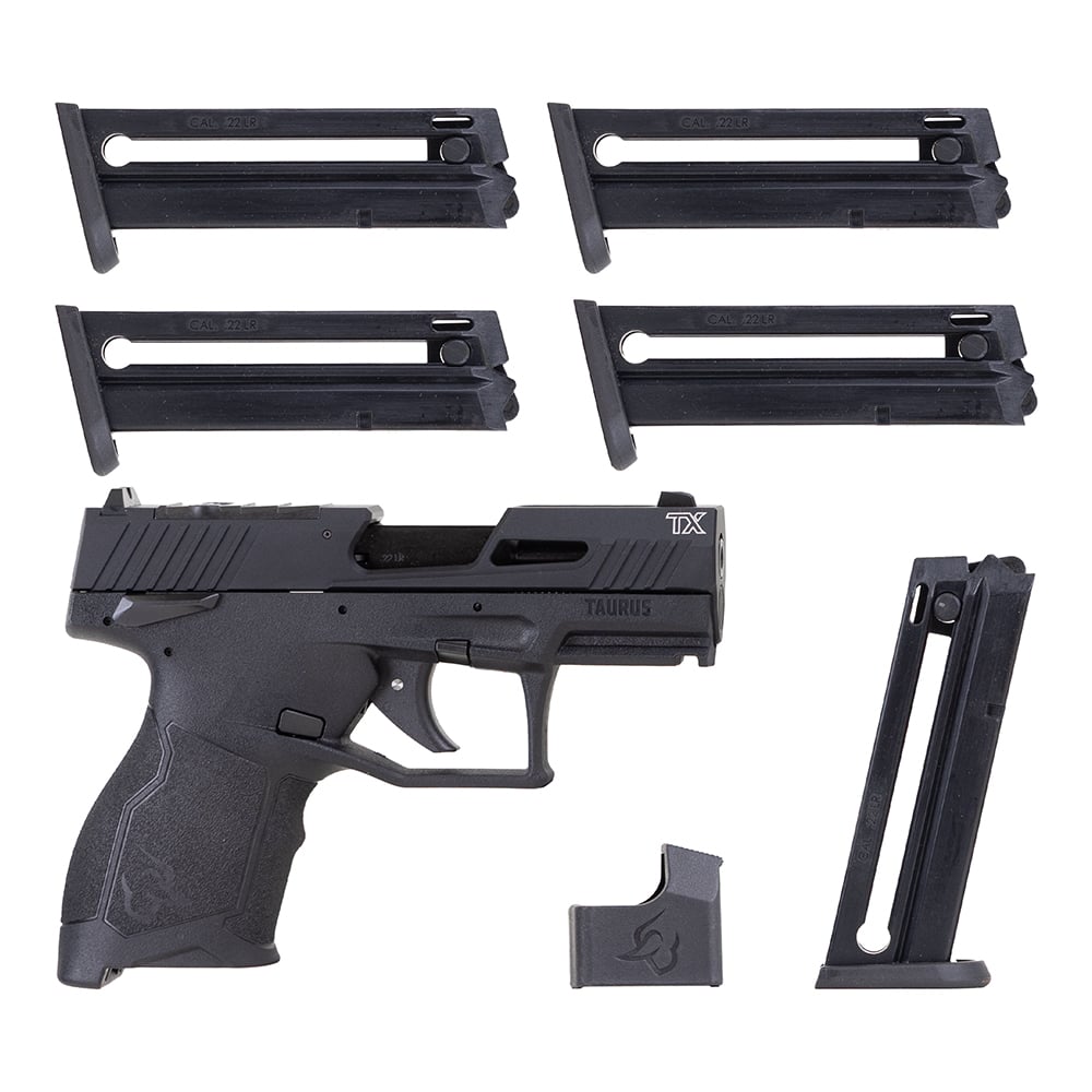 Taurus TX22 Compact .22LR 13rd Pistol, Black - (5) 13rd Magazines - Taurus