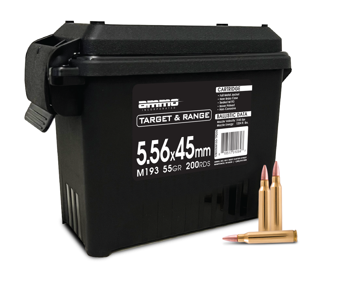 Ammo Inc 5.56x45mm M193 55gr 200rd Ammo Can - 556055M193-TR200 - Ammo Inc