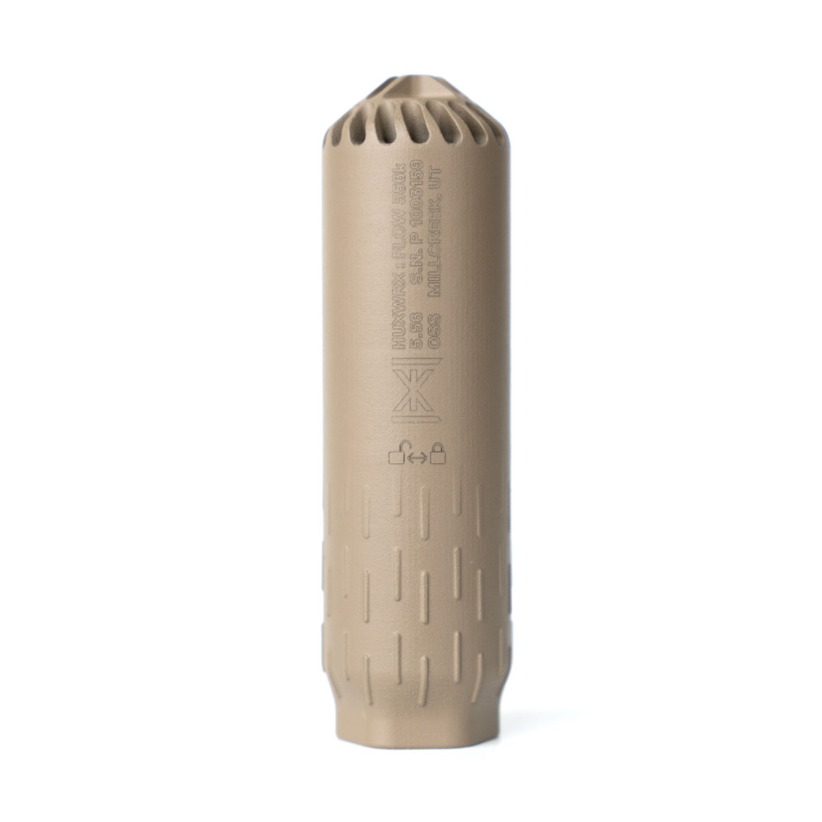 Huxwrx Flow 556k Rifle Suppressor - FDE - Huxwrx Safety Company