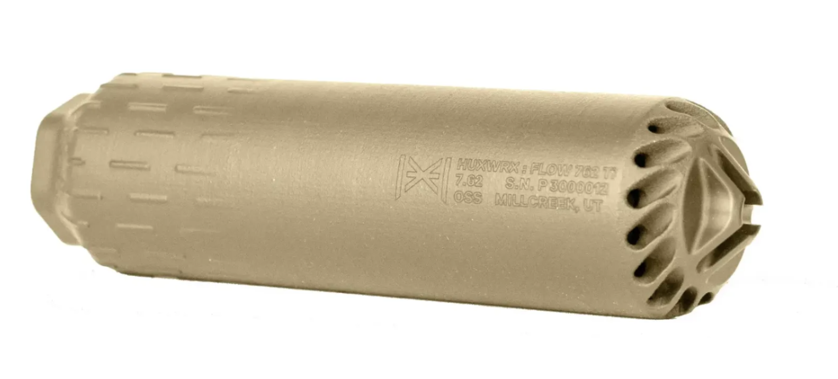 Huxwrx Flow 762 Ti Rifle Suppressor - FDE - Huxwrx Safety Company