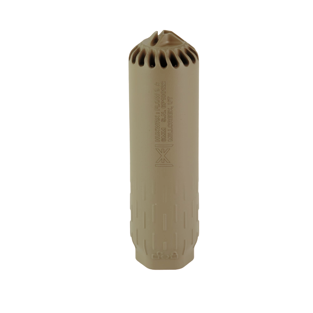 Huxwrx Flow 6k Rifle Suppressor, FDE - 2971