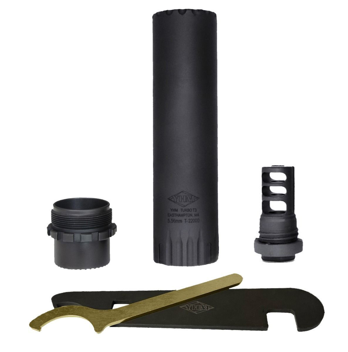 YHM Turbo T3 556mm Rifle Suppressor with Muzzle Brake - Yhm