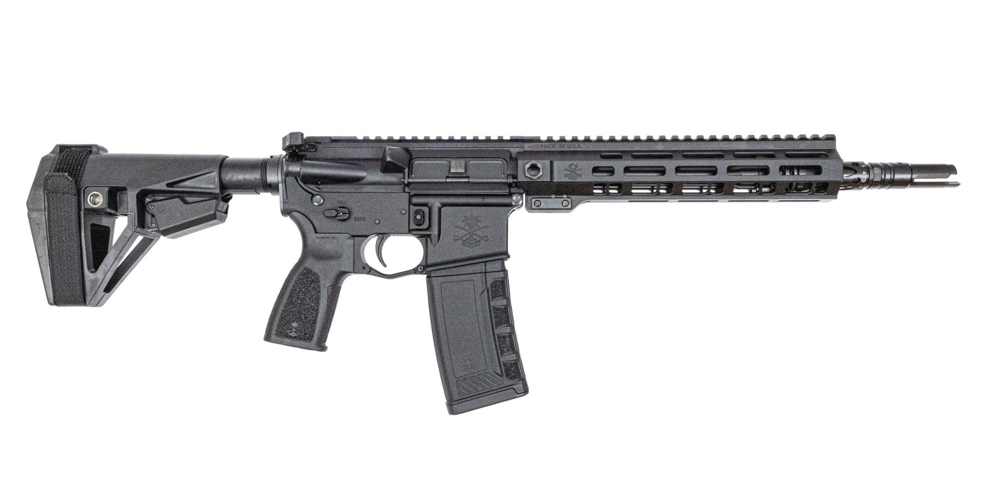 PSA Sabre-15 Forged 11.5" 5.56 Pistol w/Rifle Speed Gas Block and SBA-5 Brace, Black - Palmetto State Armory