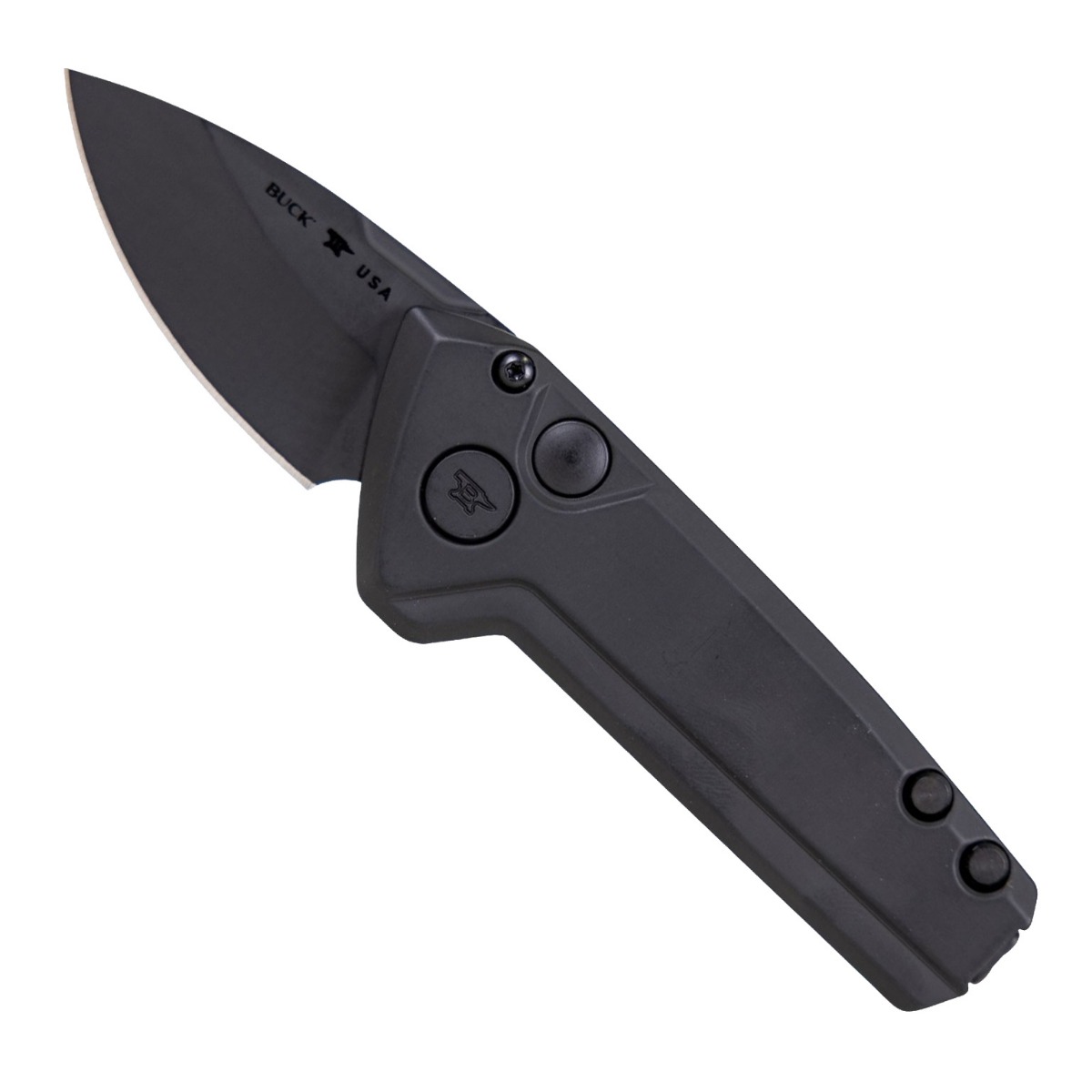 Buck Mini Deploy Auto Folding Drop Point Knife, Blackout - 0839BKS-B