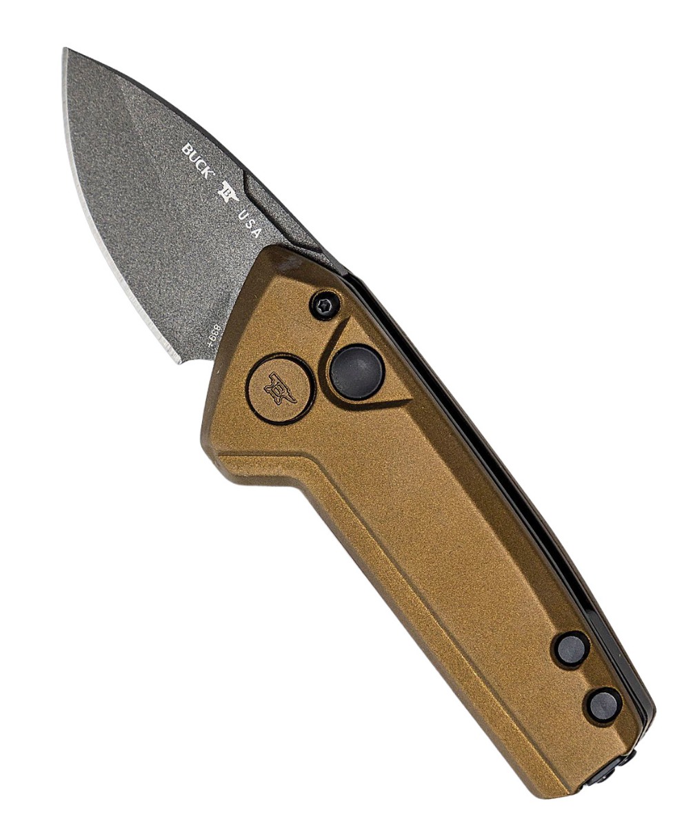 Buck Mini Deploy Auto Folding Drop Point Knife, Burnt Bronze - 0839BRS1-B