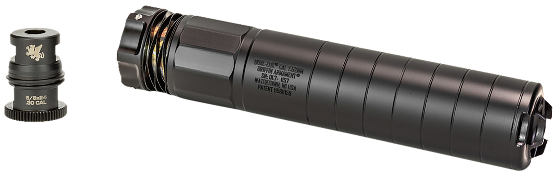 Griffin Armament Dual-Lok 7 7.62mm Rifle Suppressor, Black - Griffin Armament