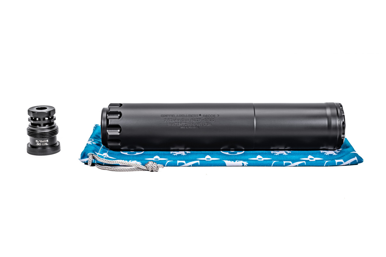Griffin Armament Recce 7 .30 cal Rifle Suppressor, Black - Griffin Armament