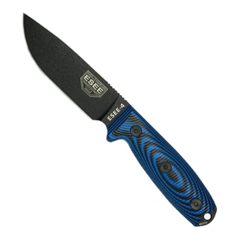 Esee Esee Knives ESEE-4 black blade, blue/black G-10 3D handle, black sheath