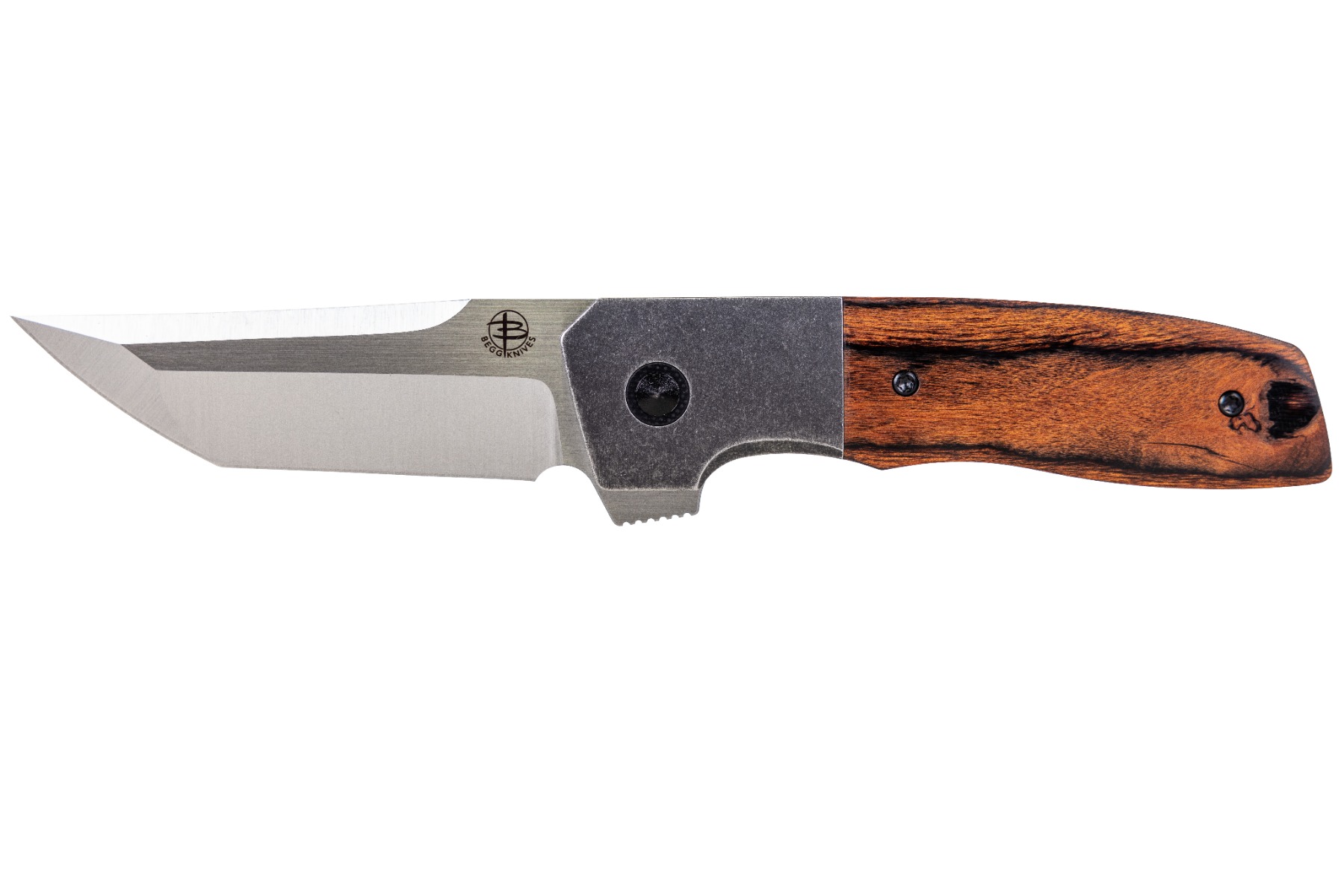 Begg Knives Seishin Folding Tanto Knife, Brown Pakkawood - BG053 - Begg Knives