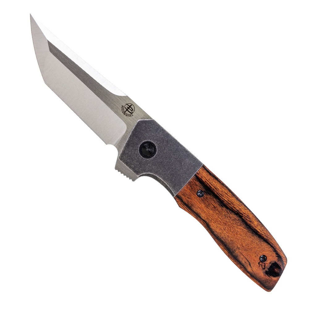 Begg Knives Begg Knives Seishin Folding Tanto Knife, Brown Pakkawood - BG053
