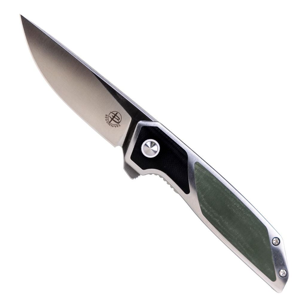 Begg Knives Diamici Folding Drop Point Knife, Green - BG014