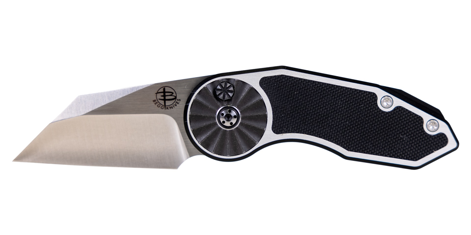 Begg Knives Micro Burst Rosette Folding Wharncliffe Knife, Black - BG061 - Begg Knives