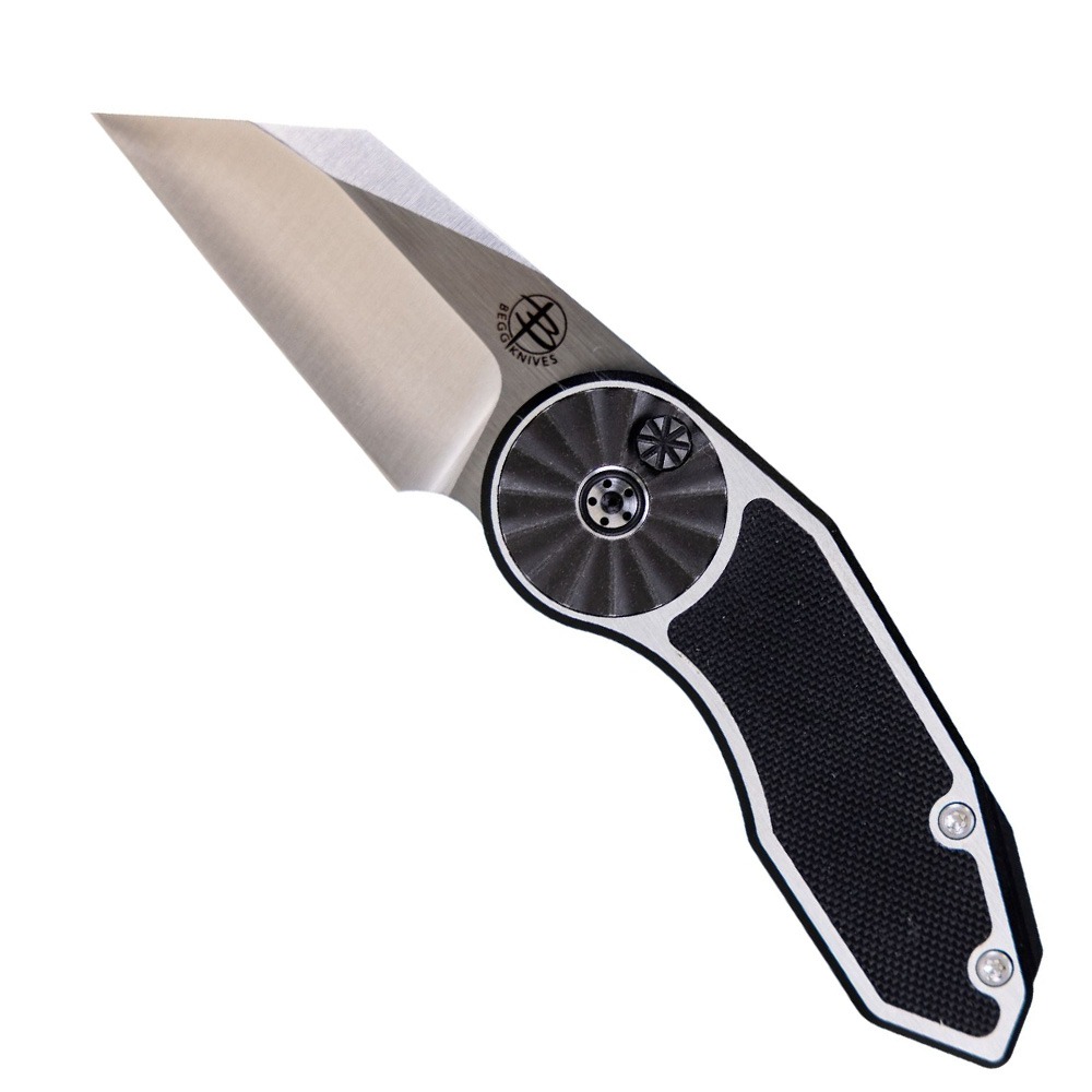 Begg Knives Micro Burst Rosette Folding Wharncliffe Knife, Black - BG061