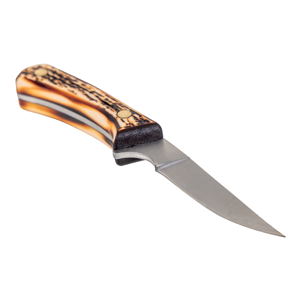 Bear & Son 6 1/2" Stag Delrin Bird & Trout Knife w/ Leather Sheath - 751CP - Bear & Son