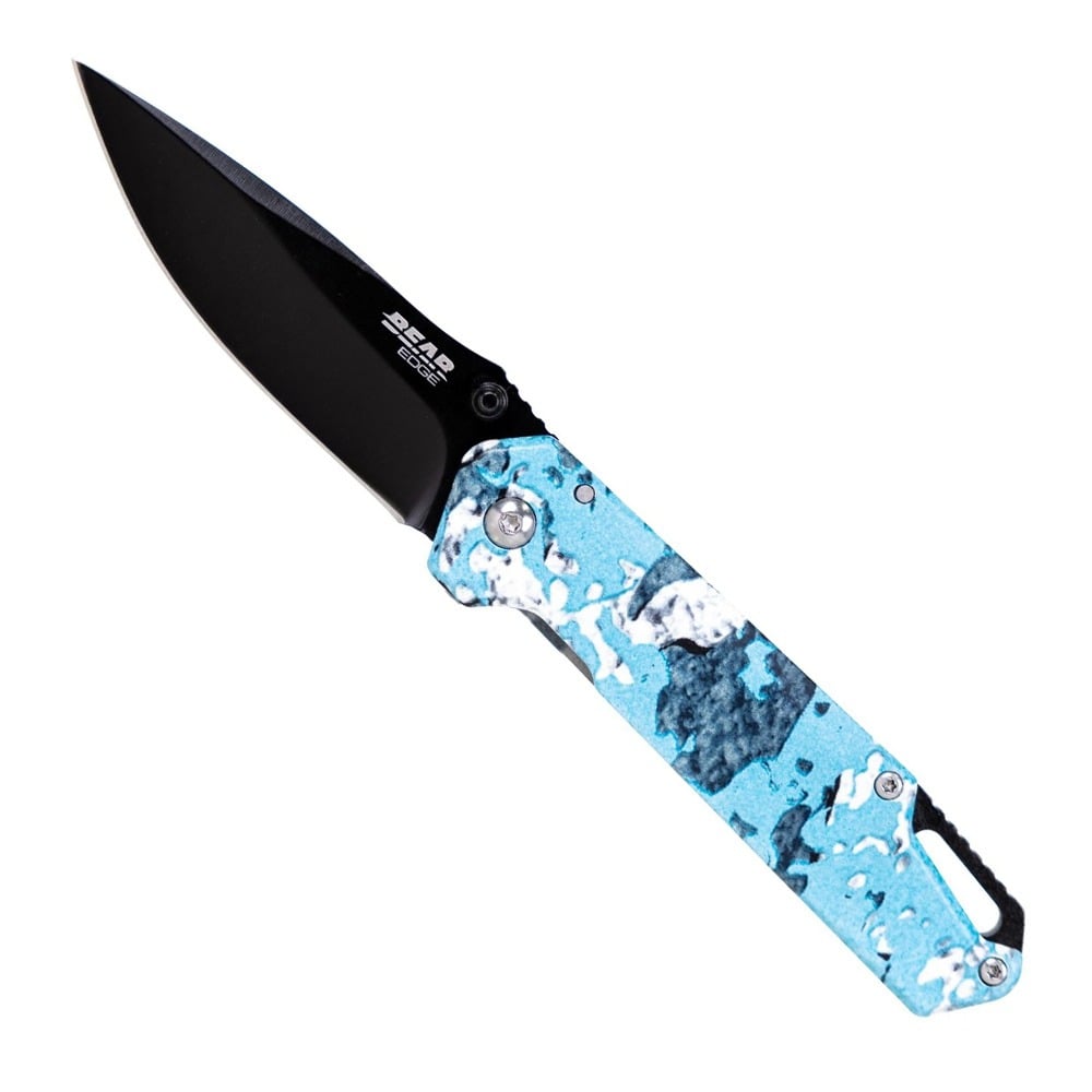 Bear & Son Edge Brisk 1.0 Folding Spear Point Knife w/ Fire Starter, TrueTimber Rift - 71836