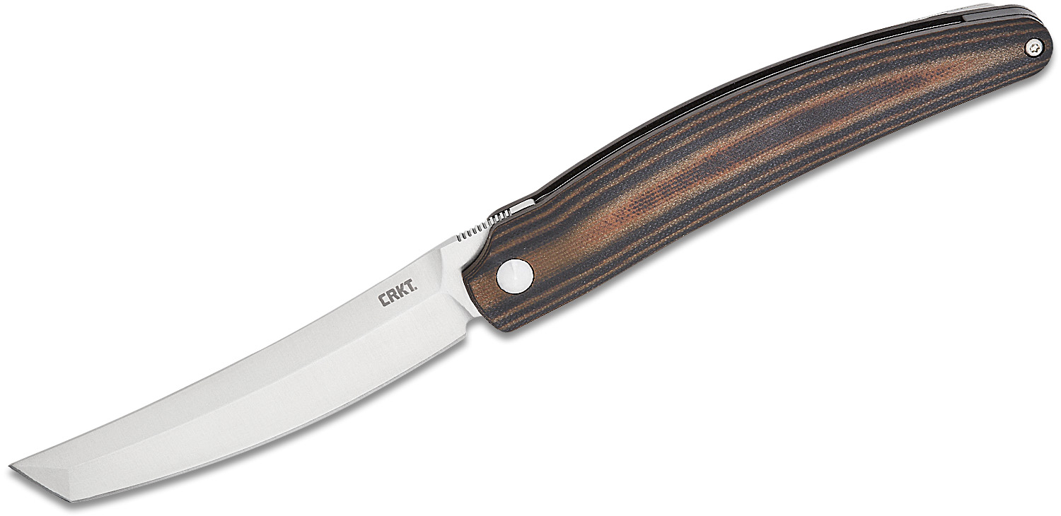 CRKT Ancestor Liner Lock Folding Knife Upswept Tanto, Brown/Black - Crkt