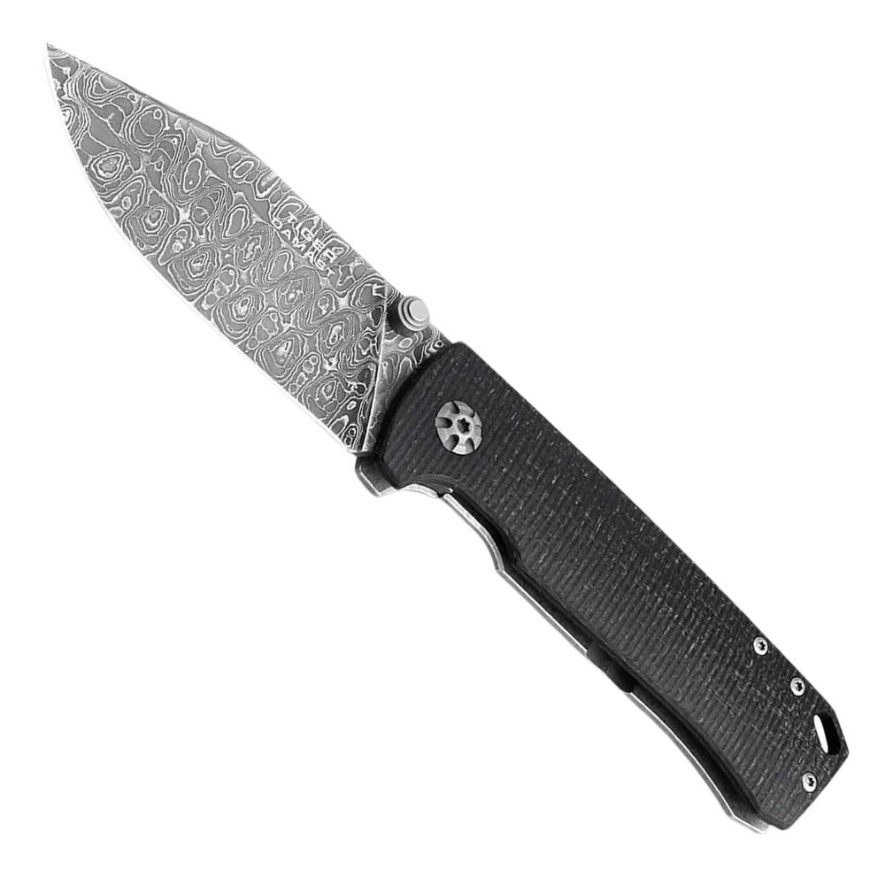 Boker Usa Boker Manufaktur Solingen Tiger-Damast Folding Knife Clip Point, Silver/Black