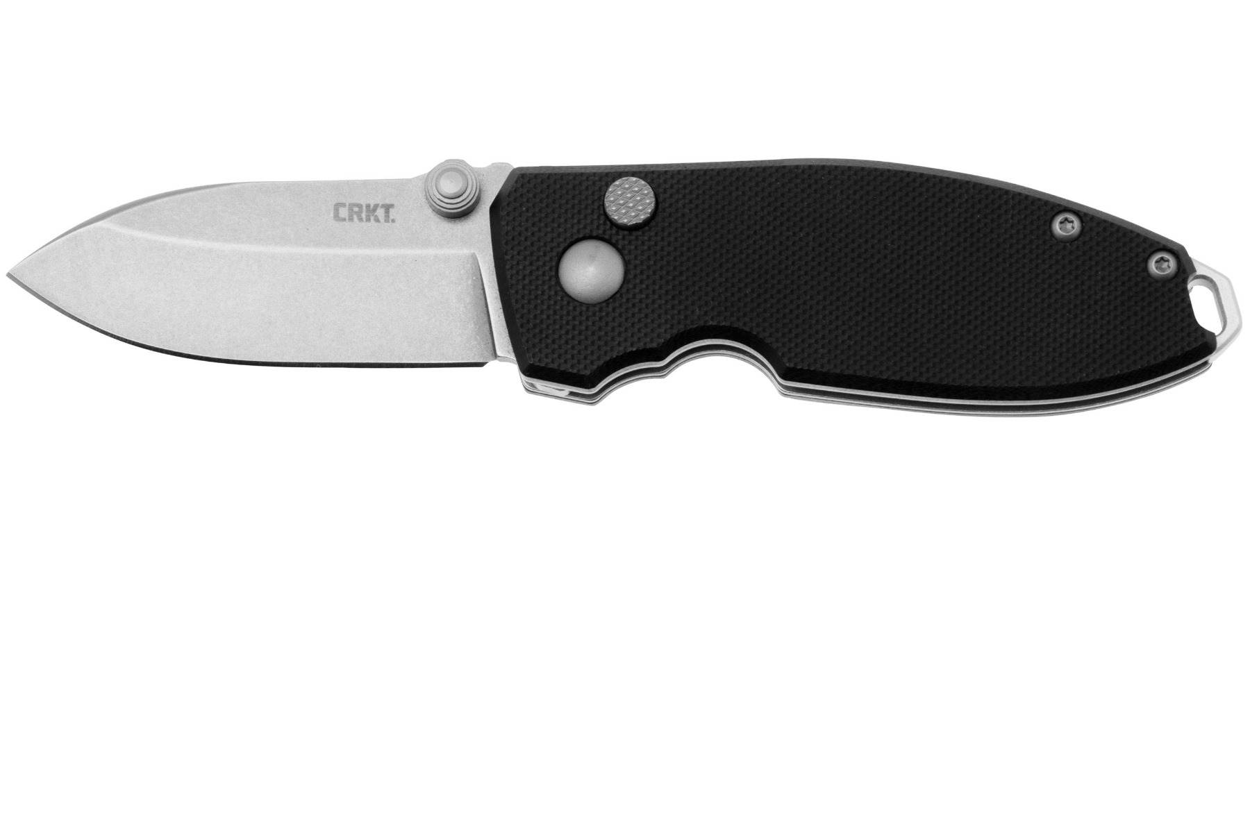 CRKT Squid Button Lock Folding Knife Drop Point, Black - Crkt