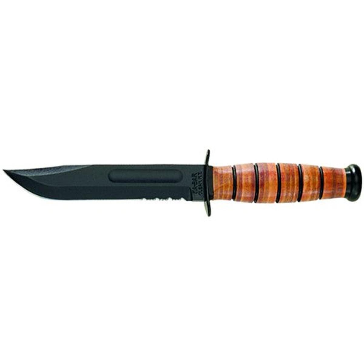 KA-BAR US Army Serrated Edge Fixed Knife Clip Point, Brown - Ka-Bar