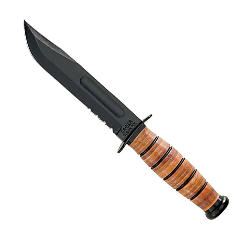 Ka-Bar KA-BAR US Army Serrated Edge Fixed Knife Clip Point, Brown
