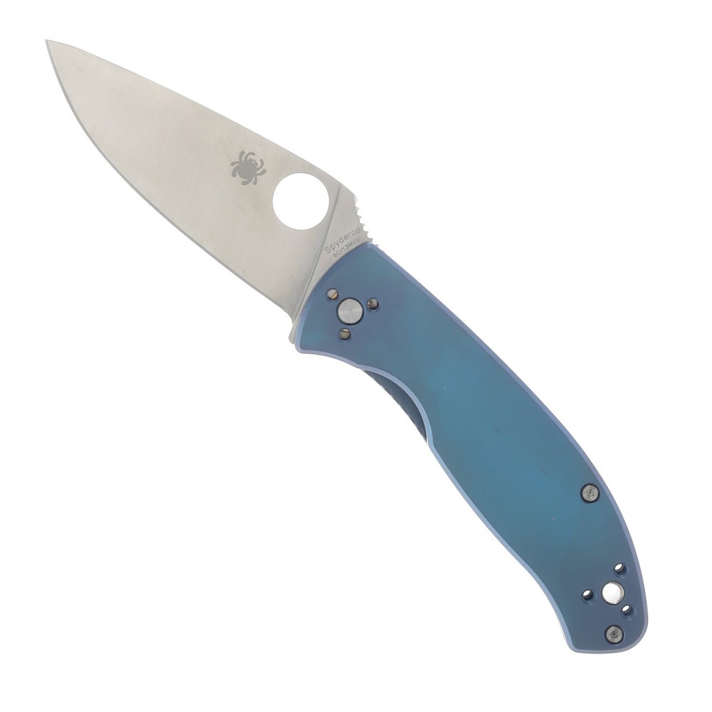 Spyderco Tenacious R.I.L. Folding Drop Point Knife, Blue - C122TIBLP