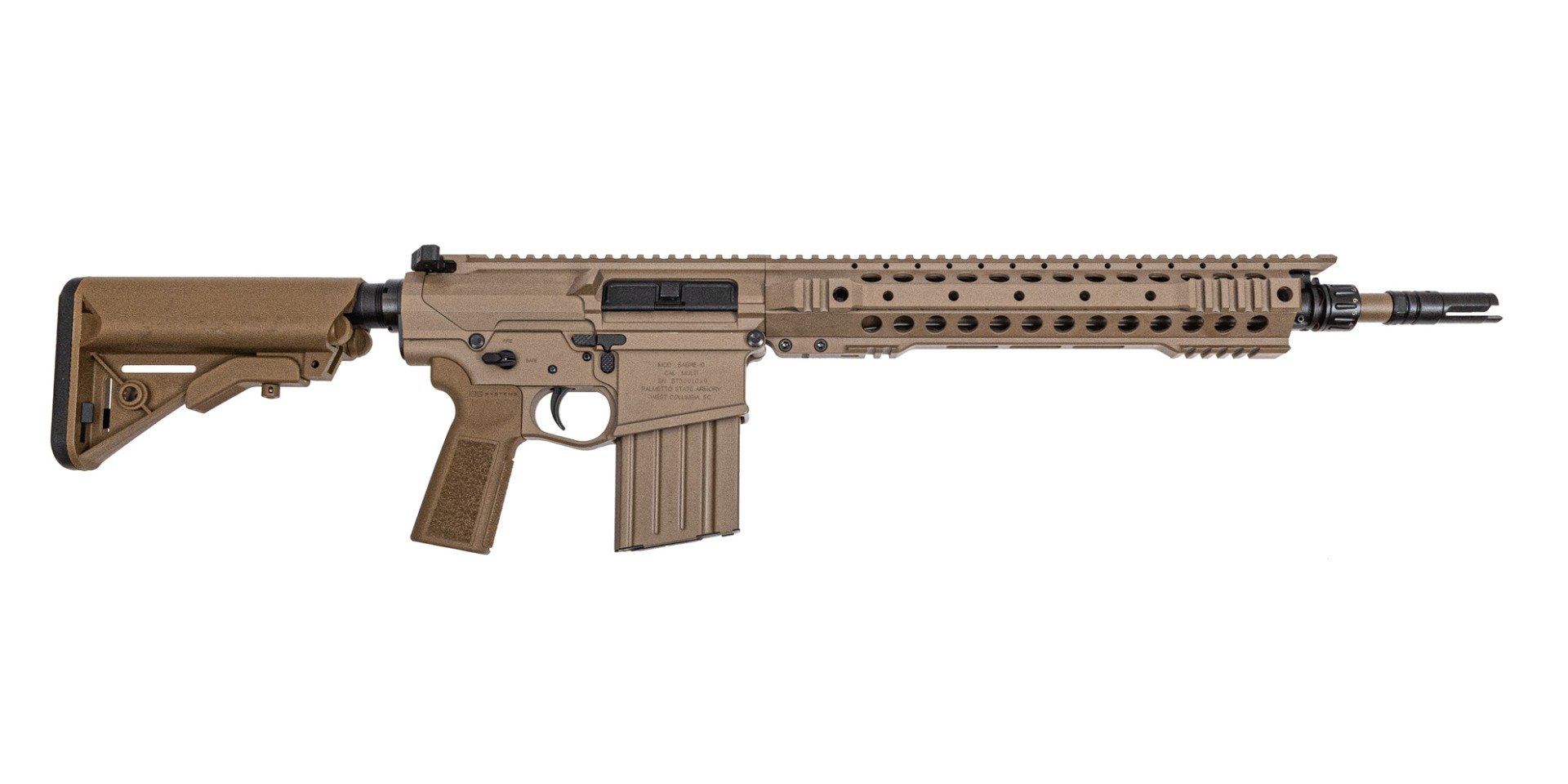 PSA Sabre-10 Billet 16" .308 Rifle with K1 Handguard, B5 Coyote Stock and B5 Grip - FDE - Palmetto State Armory