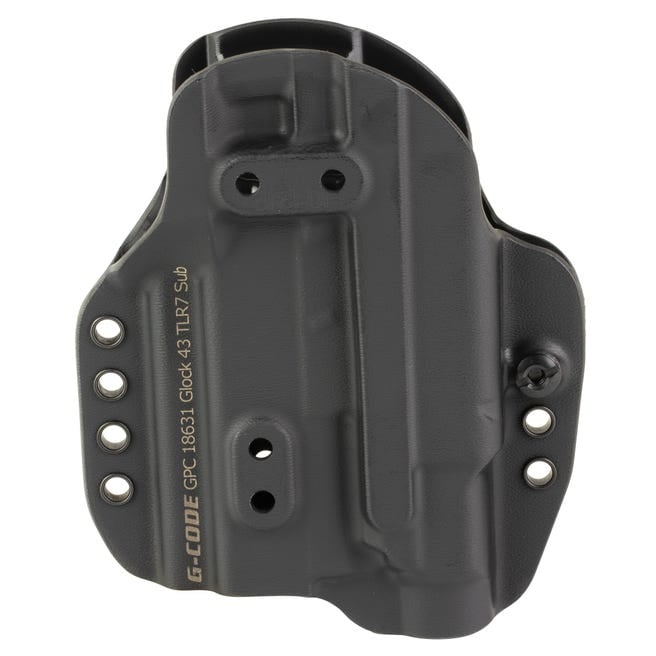 G-Code GPC Prime Carry Glock 43x MOS IWB/OWB Ambidextrous Kydex Holser, Black - G-Code
