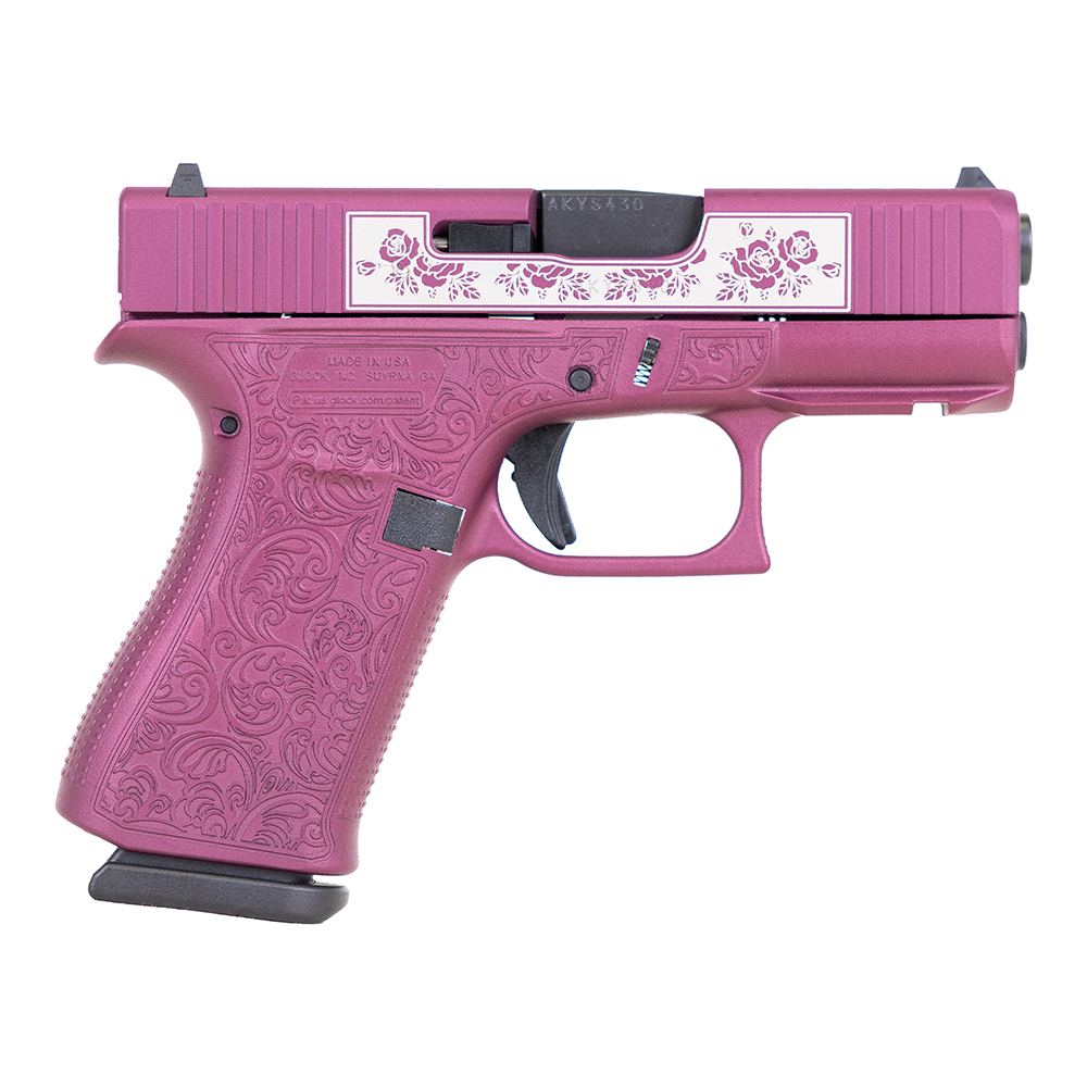 Glock G43X Full Engraved Paisley Subcompact 9mm 3.41" 10rds, Black Cherry - Glock