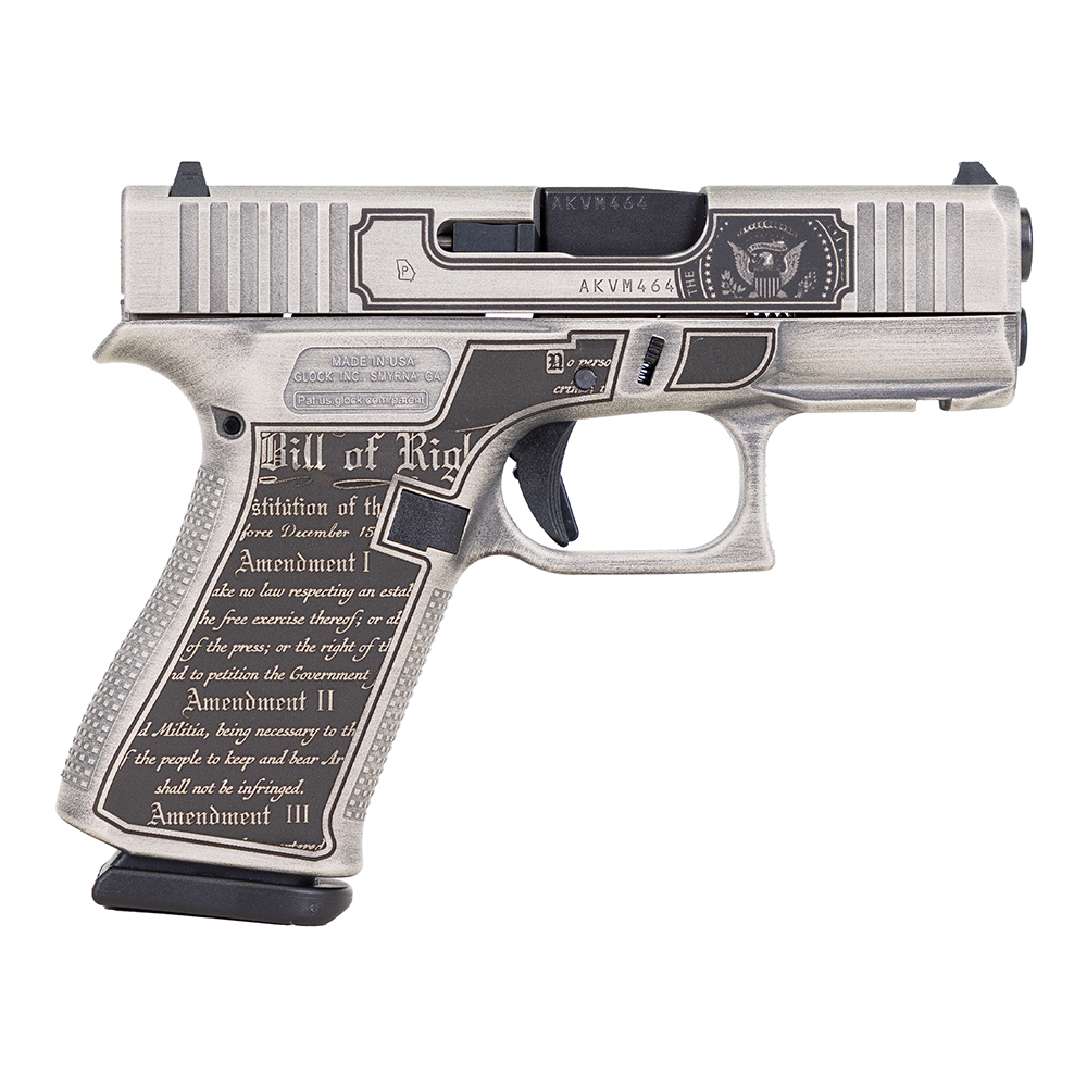 Glock G43X Trump 24 Subcompact 9mm 3.41" 10rds, Distressed Silver - Glock