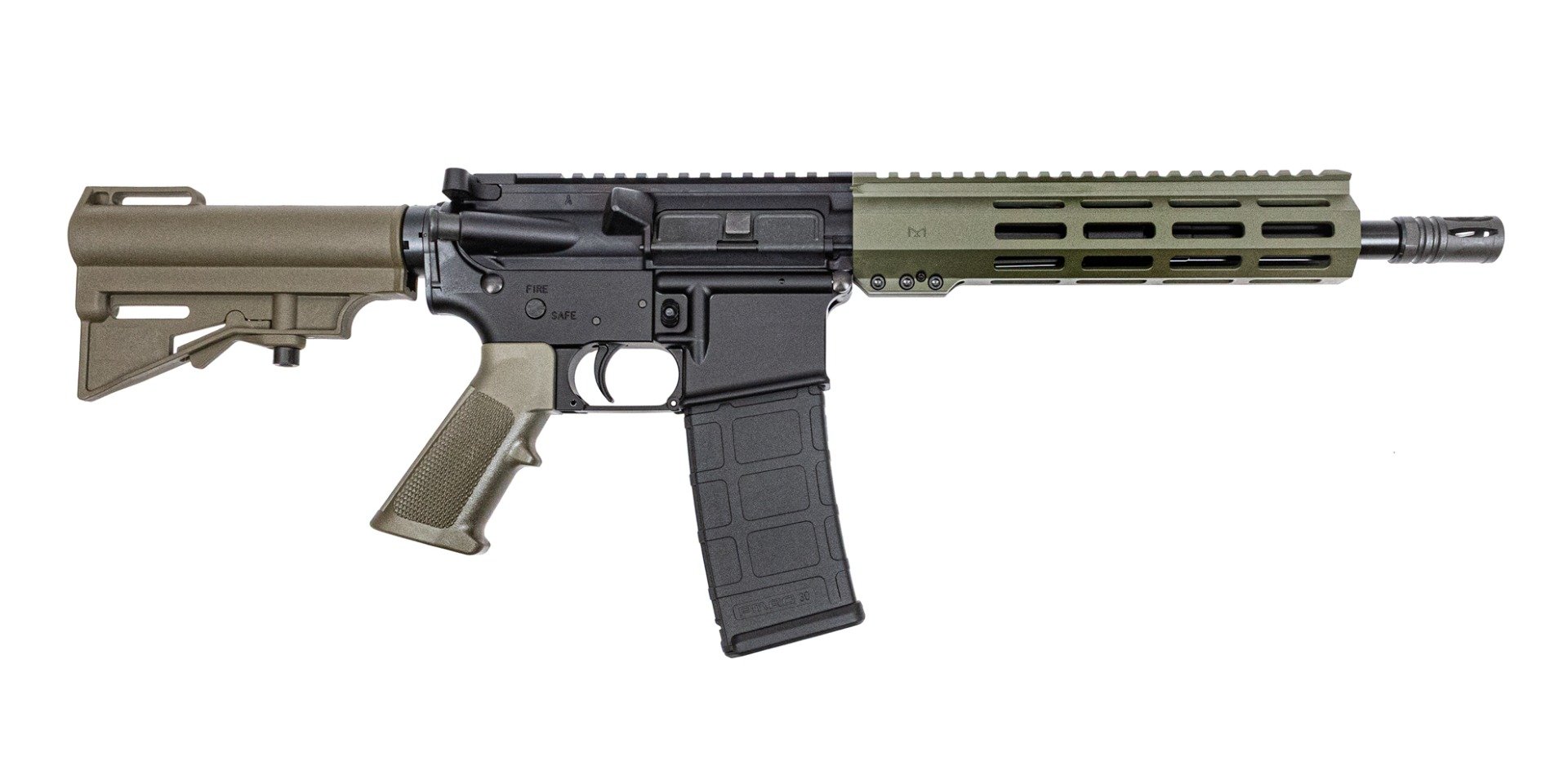 PSA 10.5" Pistol-Length 300AAC Blackout Nitride 9" Lightweight Hex M-Lok Classic HAR-15 Pistol, ODG - Palmetto State Armory
