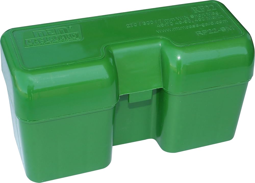 MTM Case Gard .375 Remington Ultra Magnum/.416 Rigby Flip-Top Ammo Box, 22rds Green - Mtm Case Gard