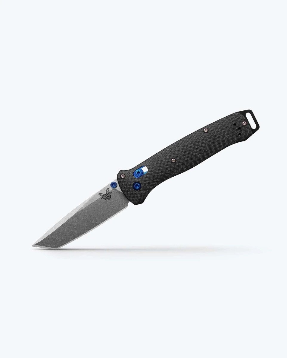Benchmade Bailout Folding Drop Point Knife, Carbon Fiber/Crater Blue - 537-09