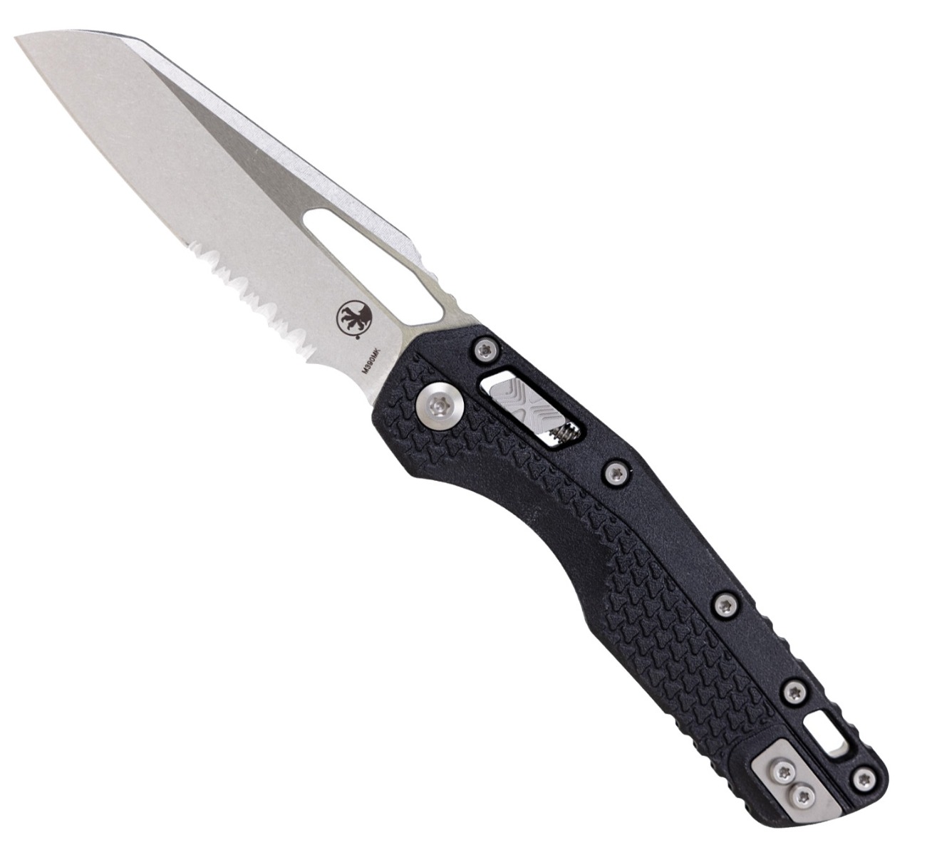 Microtech MSI S/E TRi-Grip Folding Sheepsfoot Knife Serrated, Black - 210T-11PMBK