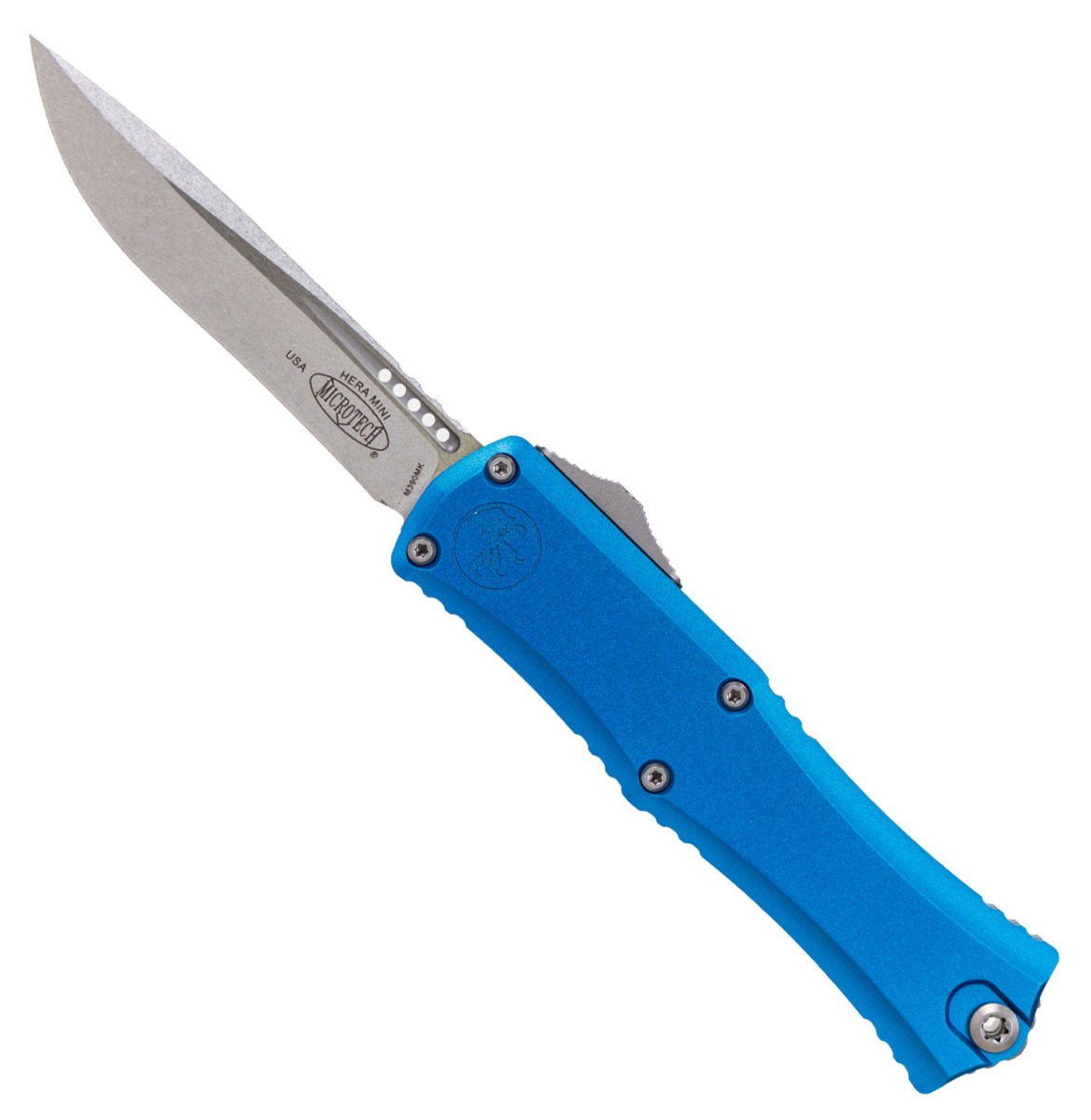 Microtech Mini Hera II OTF Recurve Knife, Blue - 1705M-10BL