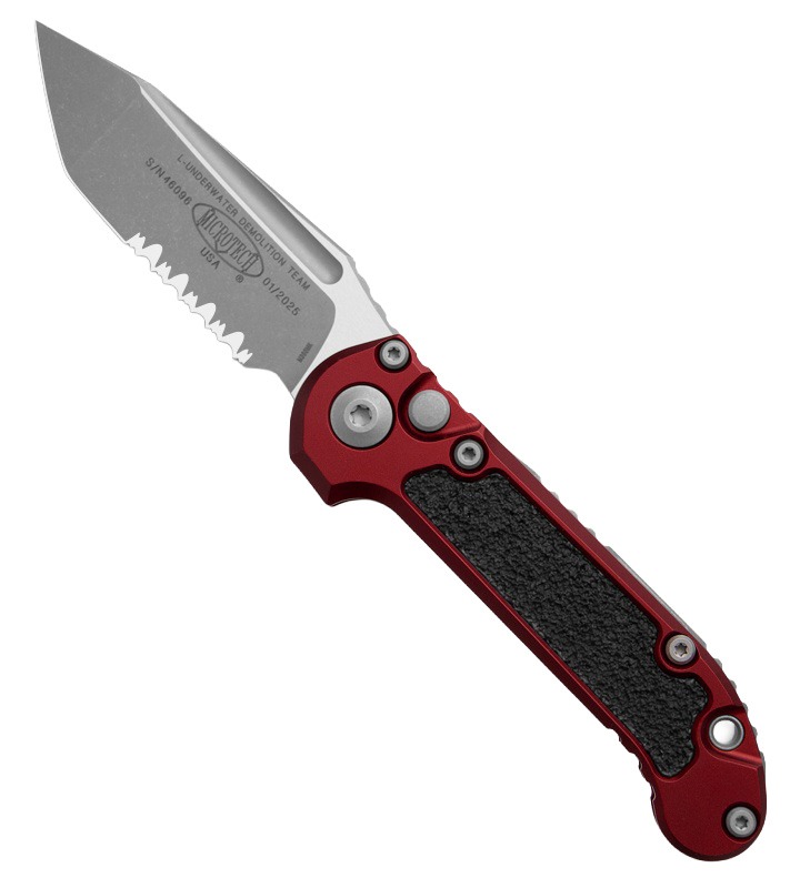 Microtech L.U.D.T. S/E Gen III Folding Drop Point Knife Serrated, Merlot - 1135-11MR
