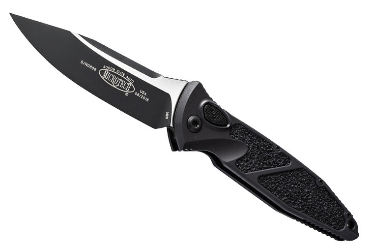 Microtech Socom Elite S/E Auto Folding Drop Point Knife, Black - 160A-1T