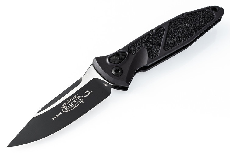 Microtech Socom Elite S/E Auto Folding Drop Point Knife, Black - 160A-1T