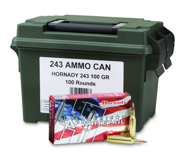Hornady American Whitetail 243Win BTSP 100gr 100rd Ammo Can - 243AMMOCAN - Hornady