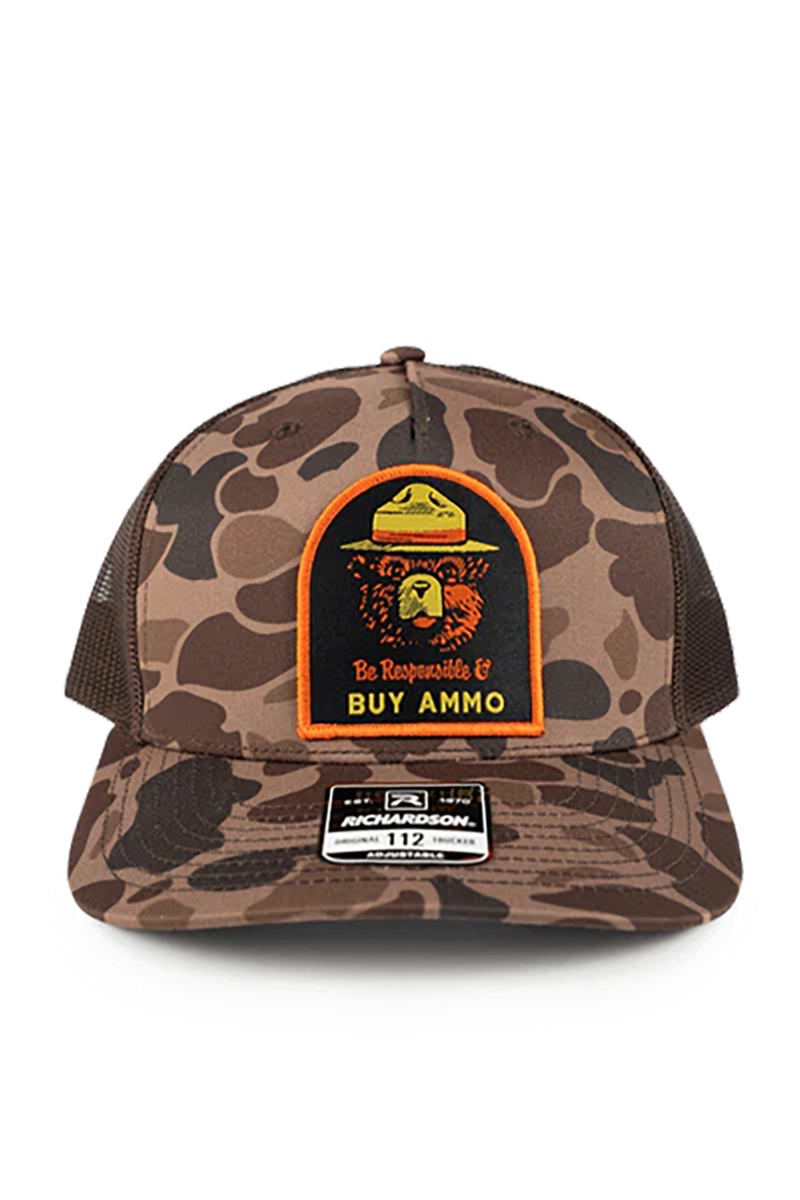 Nine Line 2A Bear 5-Panel Richardson Trucker Hat, Camo Brown