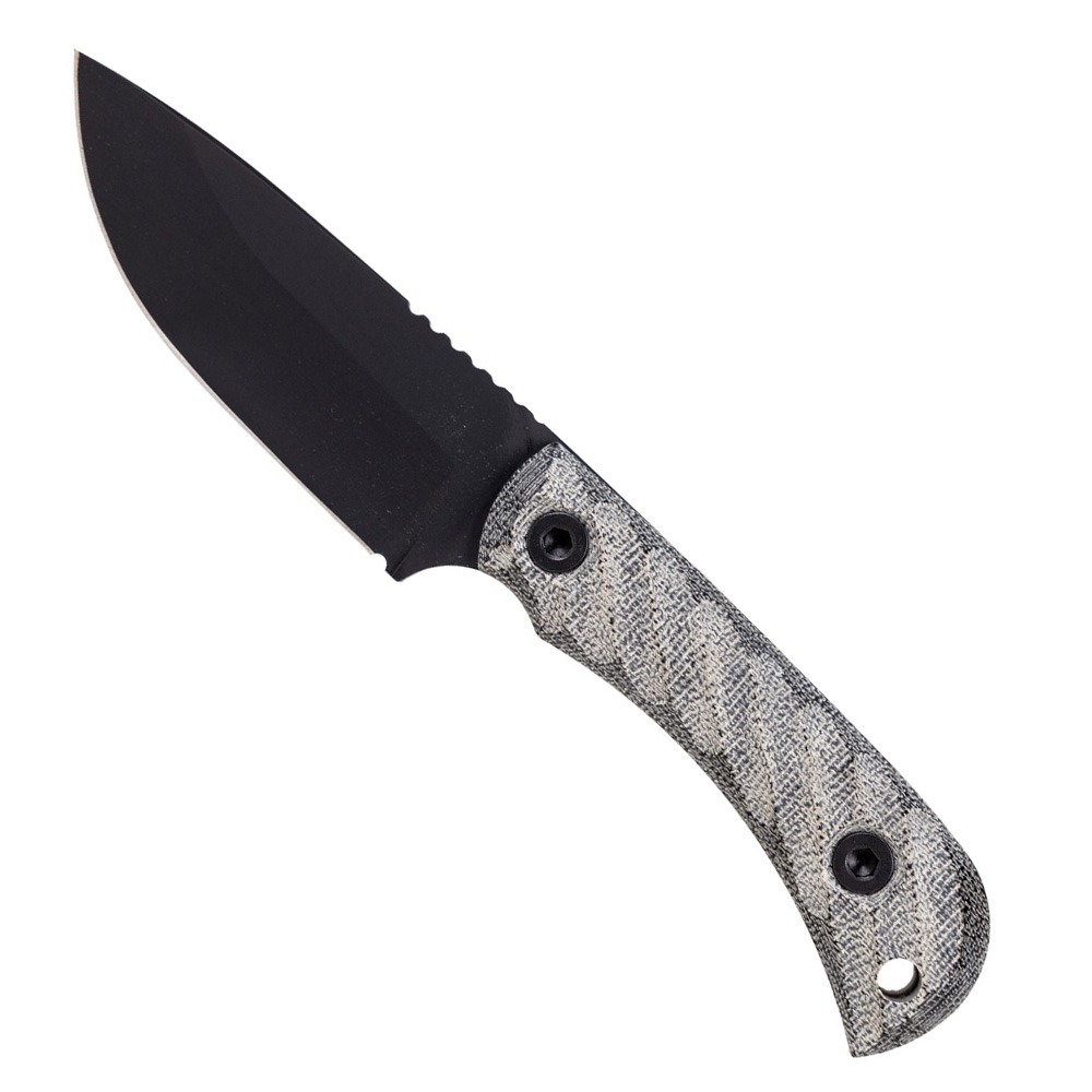 Half Face Blades CAVNER JR. S45VN Steel with Armor Black Finish/Micarta Grips