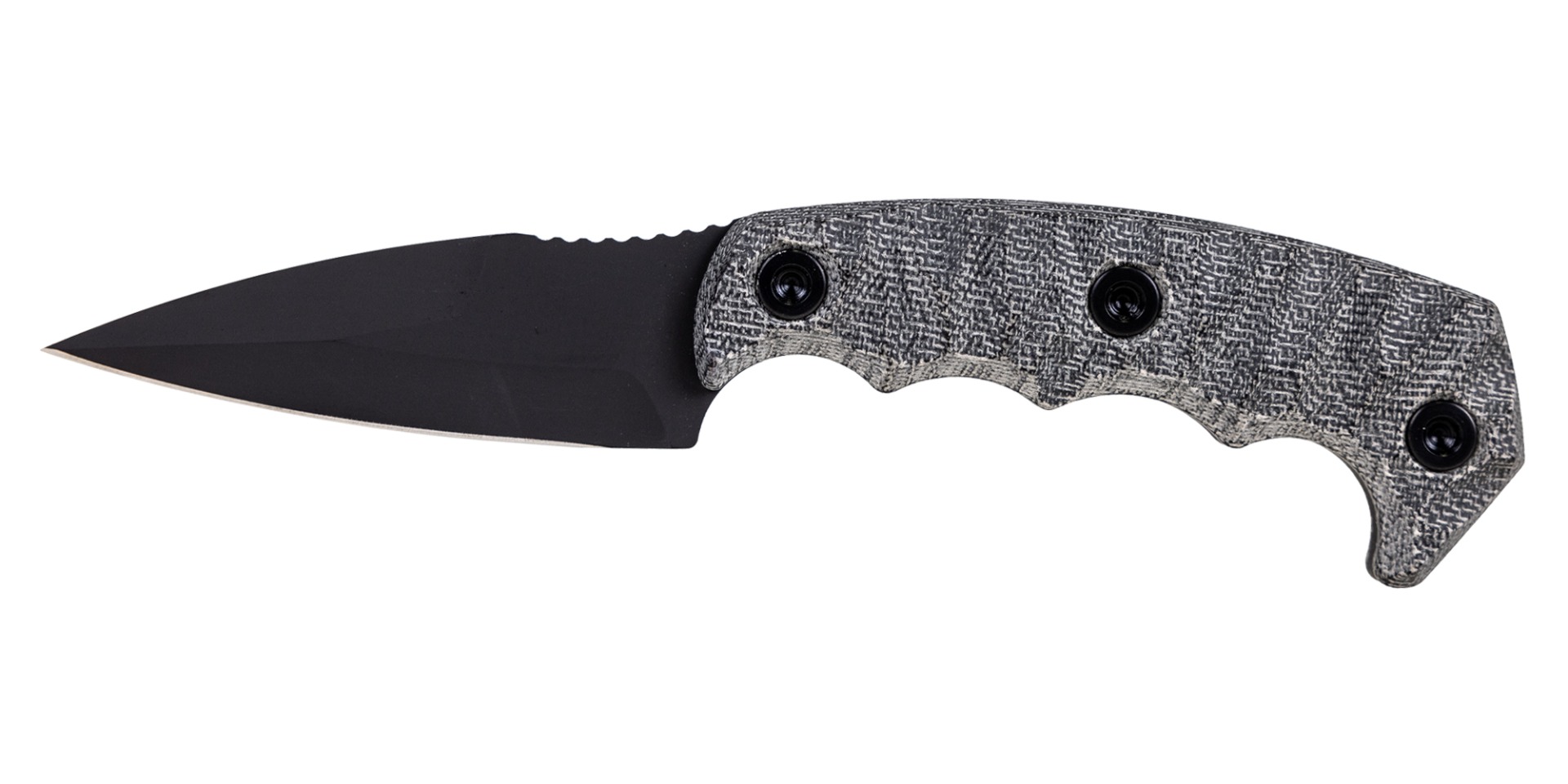 Half Face Blades Humint Fixed Blade Knife Gray Micarta (3" Black Cerakote) - Half Face Blades