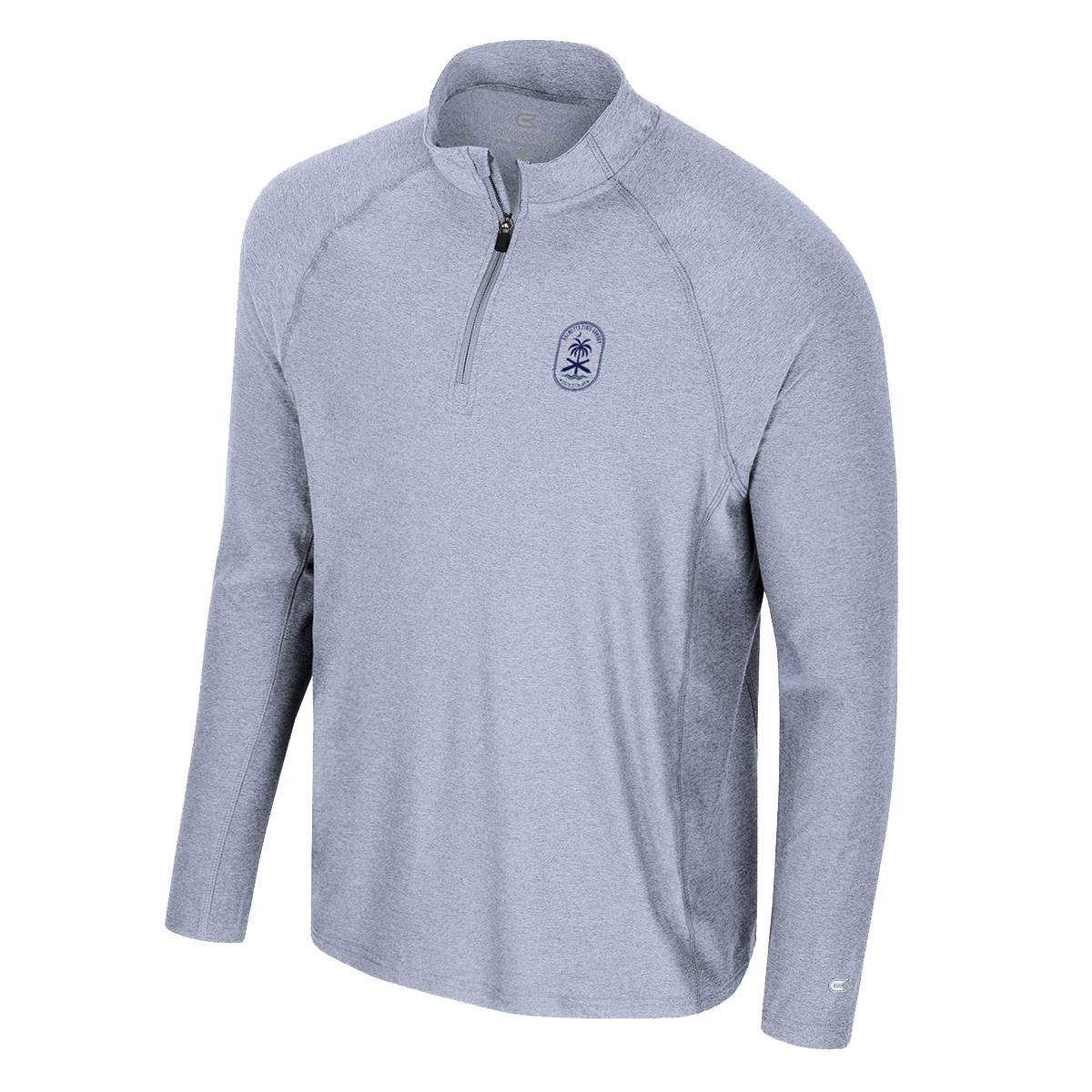 PSA Palm Tree 1/4 Zip Long Sleeve Pullover, Light Blue - 2X-Large