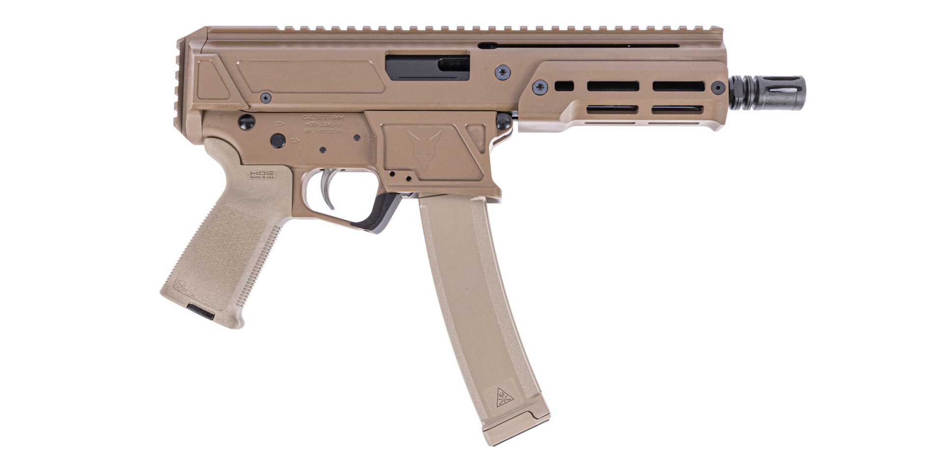 PSA JAKL 6.5" 9mm Pistol Without Brace, FDE - Palmetto State Armory