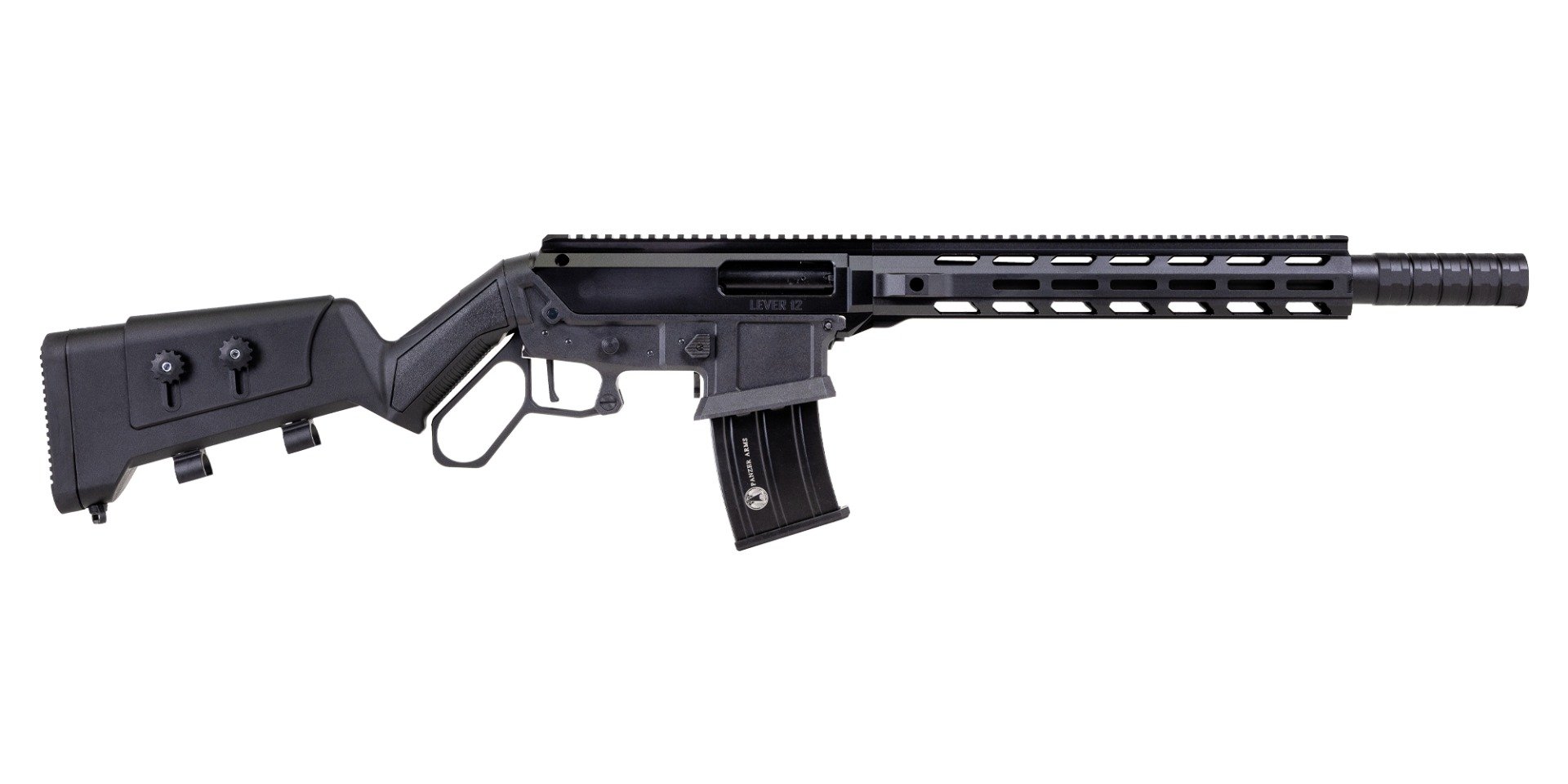 Panzer Arms LEVER 12 18.5" 12 Gauge 5rd Mag Shotgun w/ Synthetic Stock - PALV12BSS - Panzer Arms