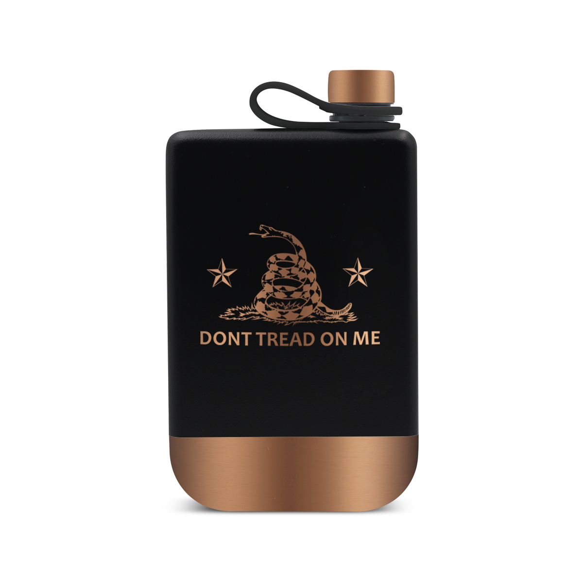 Yukon Outfitters 9 oz "Don't Tread on Me" Highline Flask, Black/Copper - YF09DTMBC1