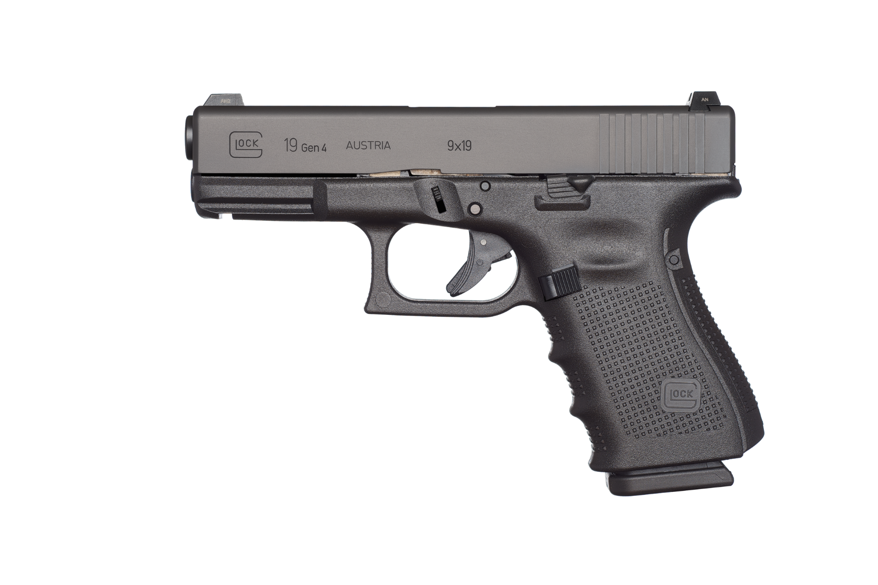 Glock 19 Gen 4 9mm 4" 15rd, Black, Glock Night Sights - UG1950713 - Glock