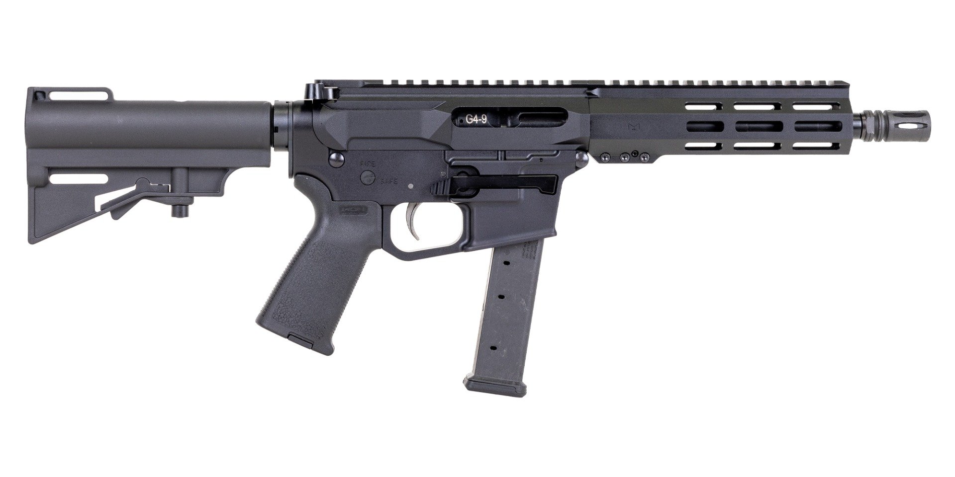 PSA Gen4 8" 9MM 1/10 GX Lightweight HEX M-Lok MOE EPT Har-15 Pistol, Black