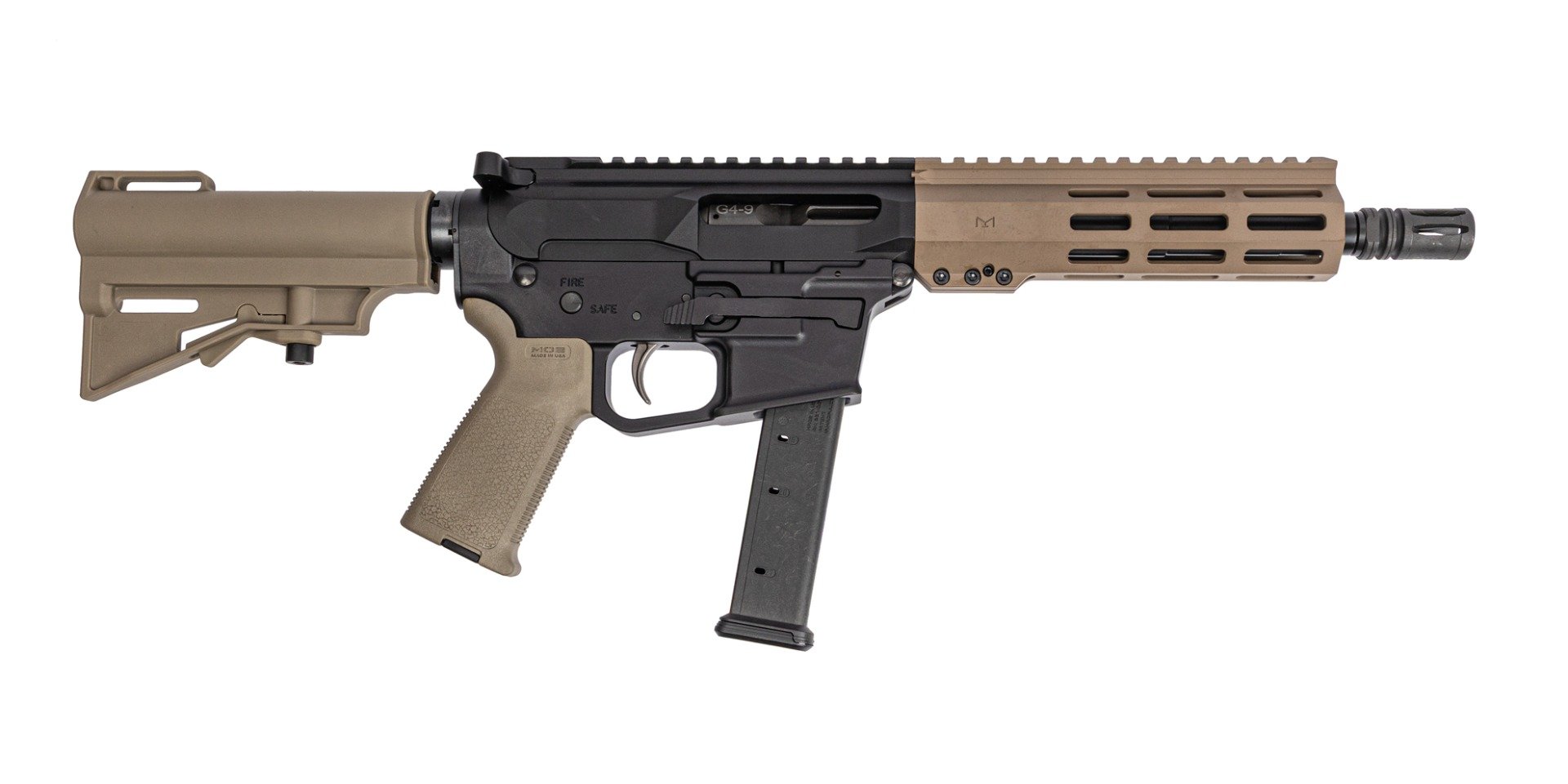 PSA Gen4 8" 9MM 1/10 GX Lightweight HEX M-Lok MOE EPT Har-15 Pistol, FDE - Palmetto State Armory